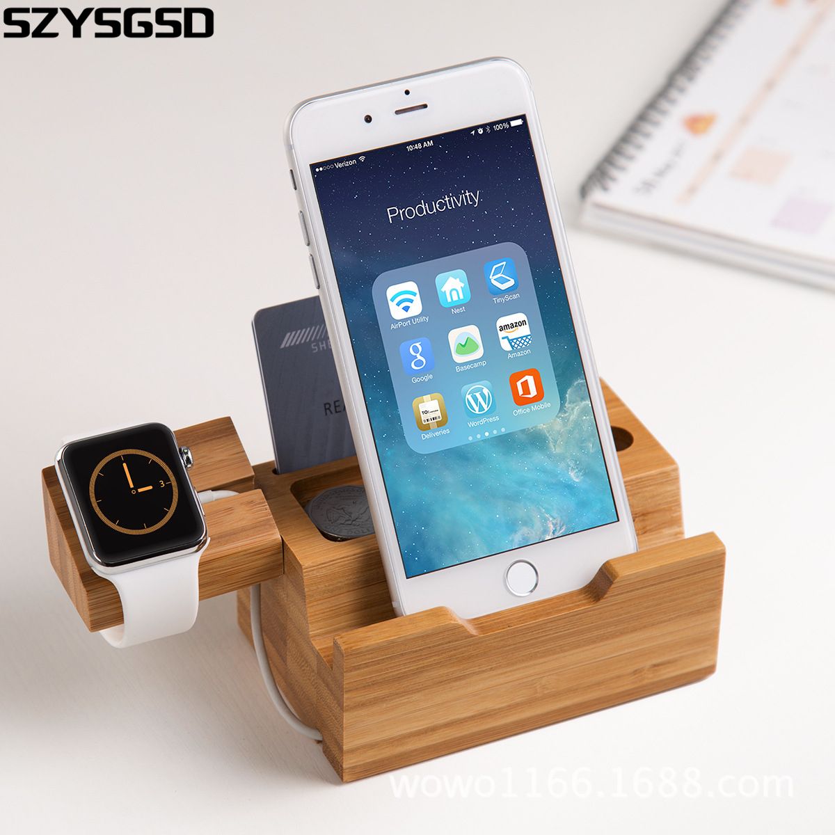 Wood bamboo charging dock charger station bracket cradle stand holder for iwatch for apple iphone 5 5s 6 6 plus 7 plus