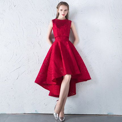 Red dress short front long back sale
