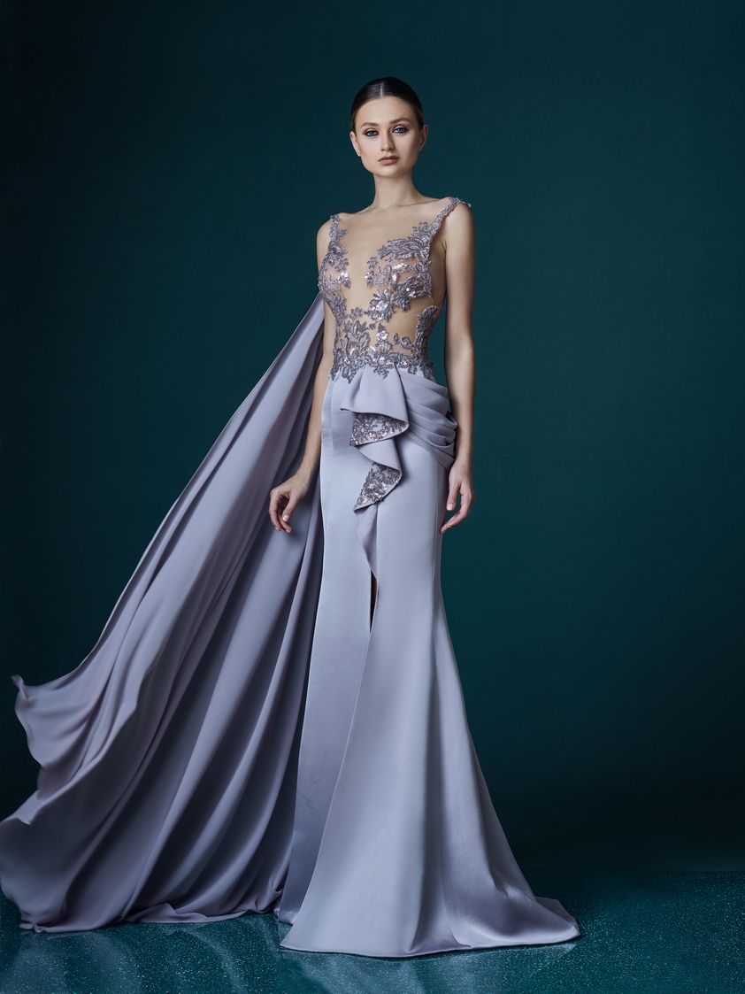 Großhandel 11 Sexy Abendkleid Mit Wickel High Front Split Illusion Hals Ärmelloses Kleid Applique Mit Lavendel Charmante Satin Meerjungfrau Großhandel 11 Sexy Abendkleid Mit Wickel High Front Split Illusion Hals Ärmelloses Kleid Applique Mit Lavendel Charmante Satin Meerjungfrau