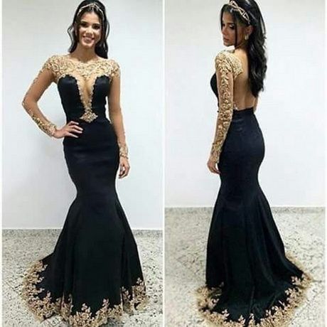 black mermaid style prom dress