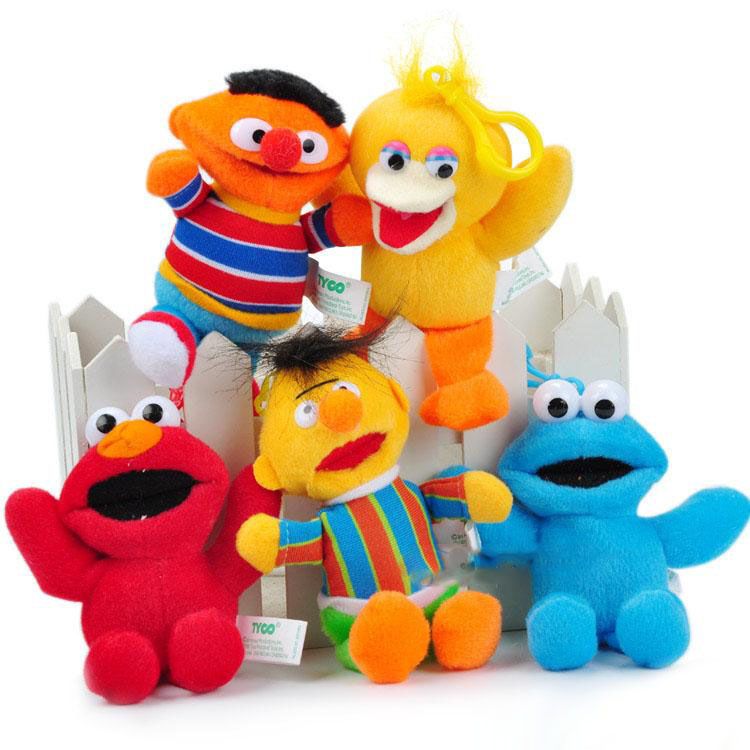 10cm Sesame Street Elmo Stuffed Plush Dolls Toys Keychain Seasame For