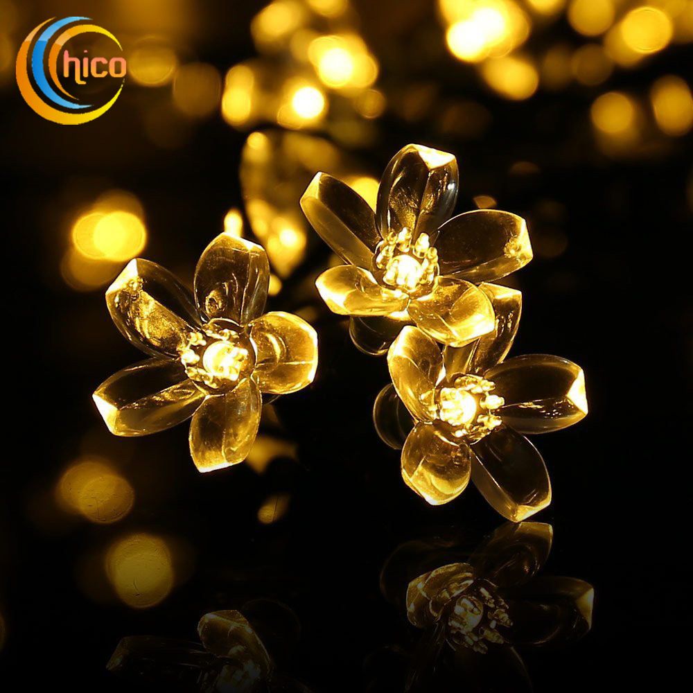 Solar String Lights Peach Blossom Light Led Solar String Lights Peach Blossom Light Led 7m 50 Leds Power Outdoor Waterproof For Garden Purple