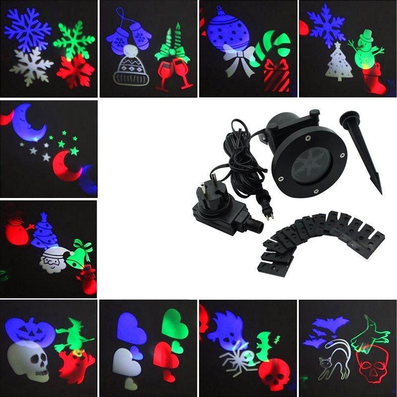 Multicolor Led Projection Lamp Outdoor Waterproof 12 Multicolor Led Projection Lamp Outdoor Waterproof 12 Patterns Landscape Lawn Spike Lights For Garden Holiday Decoration
