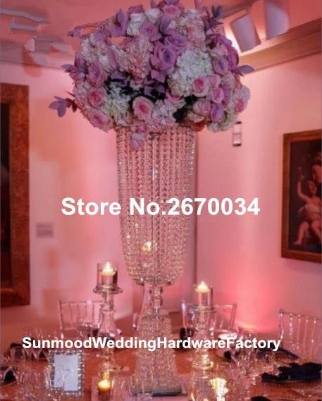 luxo alto pendurado acrílico talão de cristal do casamento de flores centerpieces à venda1