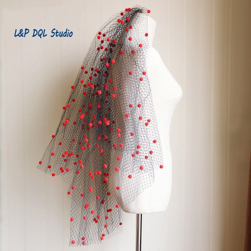 red and white wedding veils