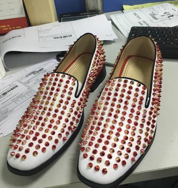 Mens Shoes Rose Gold Loafers Spike 