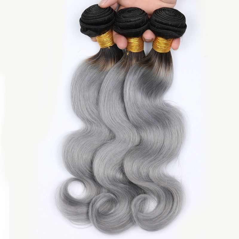 Brazilian Ombre Hair Weft Two Tone Dark Root 1B/613 1b/Grey 1b/27 Blonde Peruvian Body Wave Human Hair soft Cheap Hair Bundles