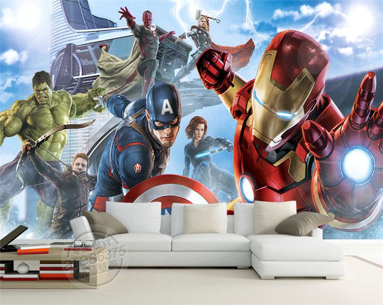 Großhandel Avengers Boys Schlafzimmer Fototapete Benutzerdefinierte 3D