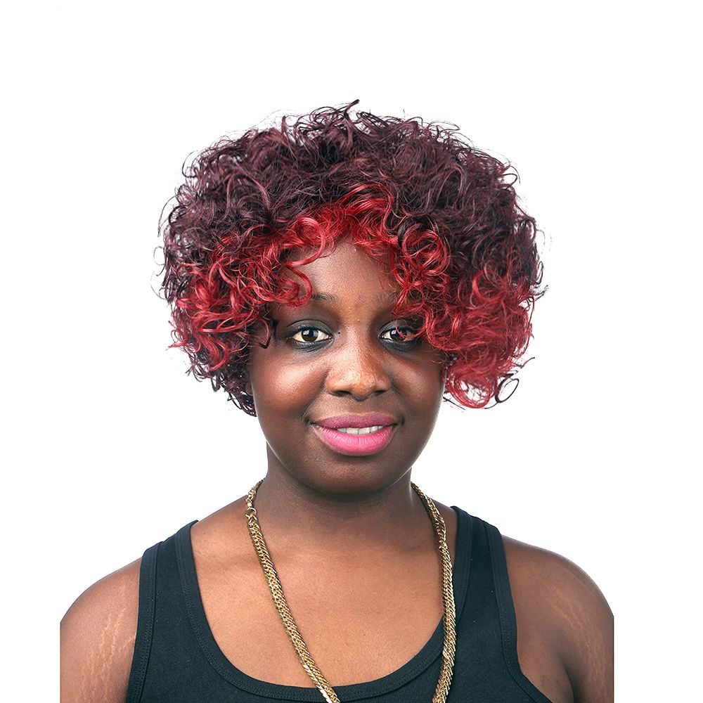 Großhandel Heiße Super Kurze Dunkelbraune Gemischte Farbe Lockige Großhandel Heiße Super Kurze Dunkelbraune Gemischte Farbe Lockige Haarperücken Für Afrika Amerikanische Schwarze Frauen Maschine Die Perücke Bildet Von