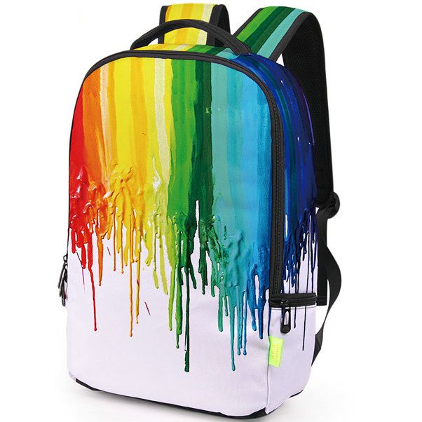Oil Paint Backpack Colorful Die Daypack Picture Schoolbag Casual