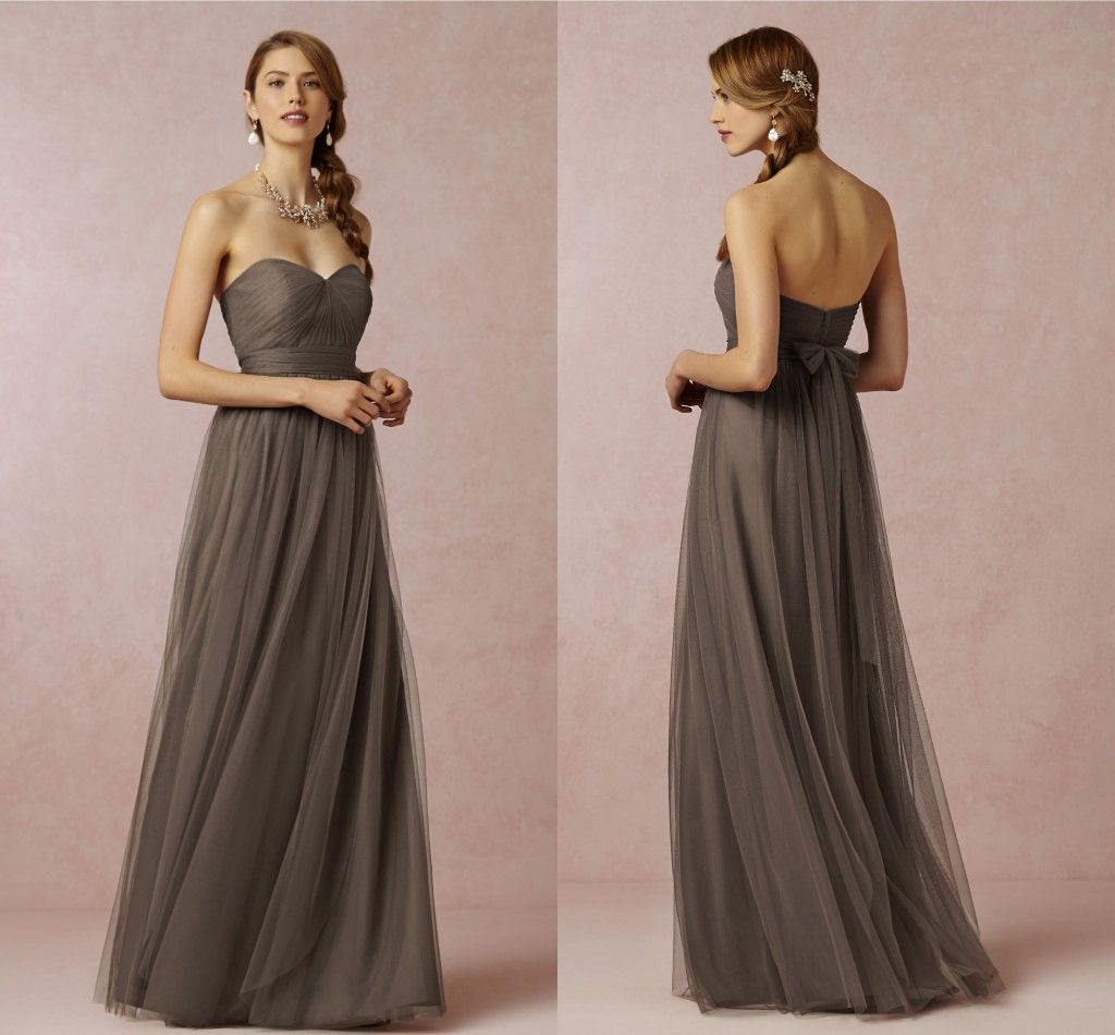 Simple Long Bridesmaid Dresses 2017 Spring for Girls Wedding Party Tulle Lace y A Line y Sweetheart Floor Length Pleated Tulle Bridesmaid Dress line