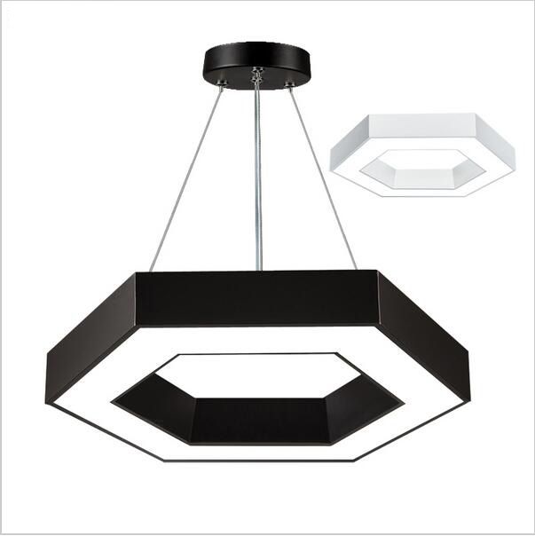 Modern Office Hexagon Led Pendant Lights Minimalism Metal Fixtures Luminaria Lampares Hanging Light Suspension Lighting Fixture