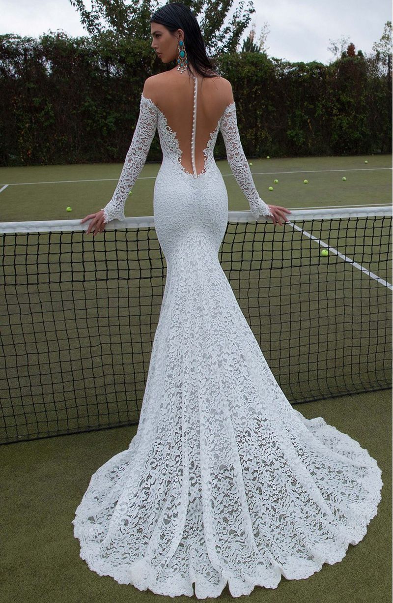 Full Lace  Long Sleeve  Wedding  Dresses  2019 Berta Bridal  