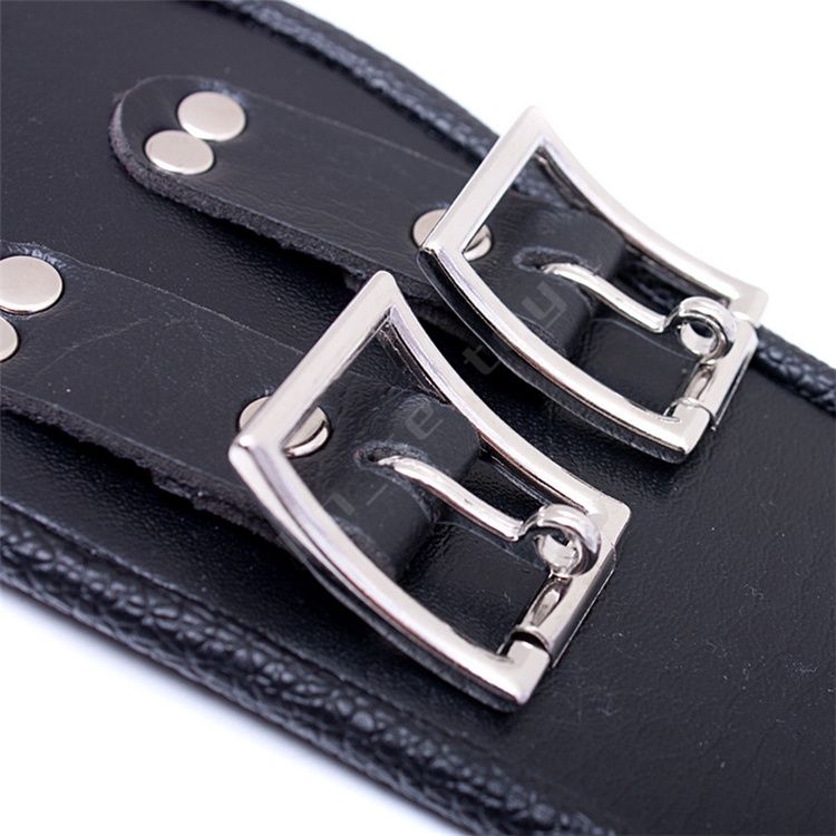 520 100mm Choker Black Leather Collar With Pull Ring
