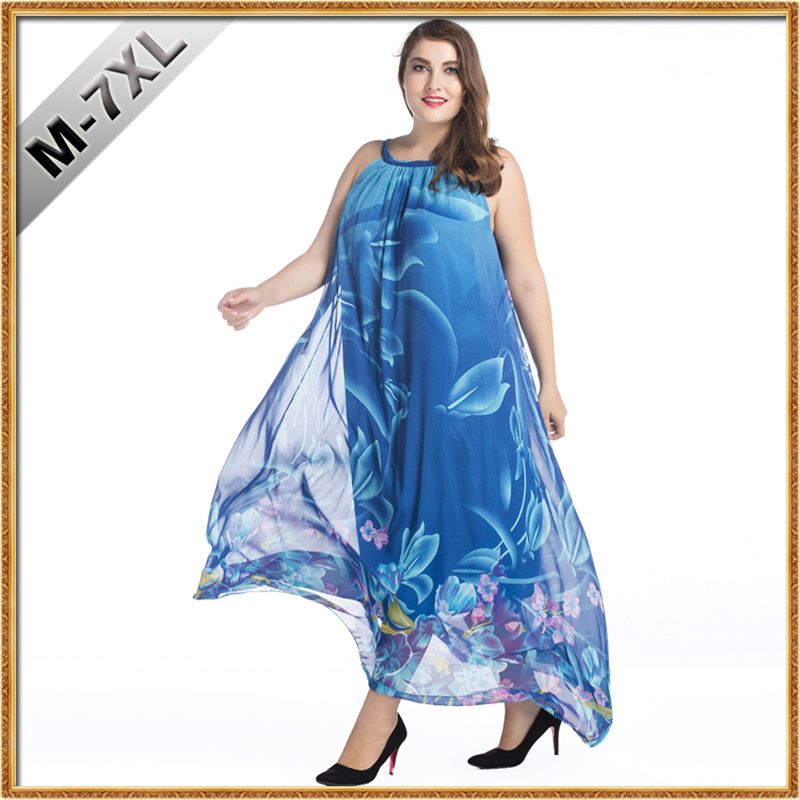 2018 2017 fashion women plus size bohemian style long chiffon dress bohemian dress plus size
