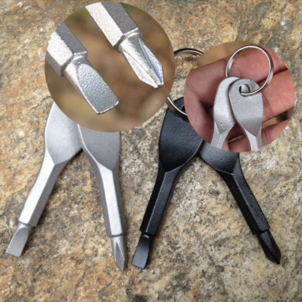 Mini Slotted Phillips Screwdrivers Keychain Pocket Tool EDC Portable