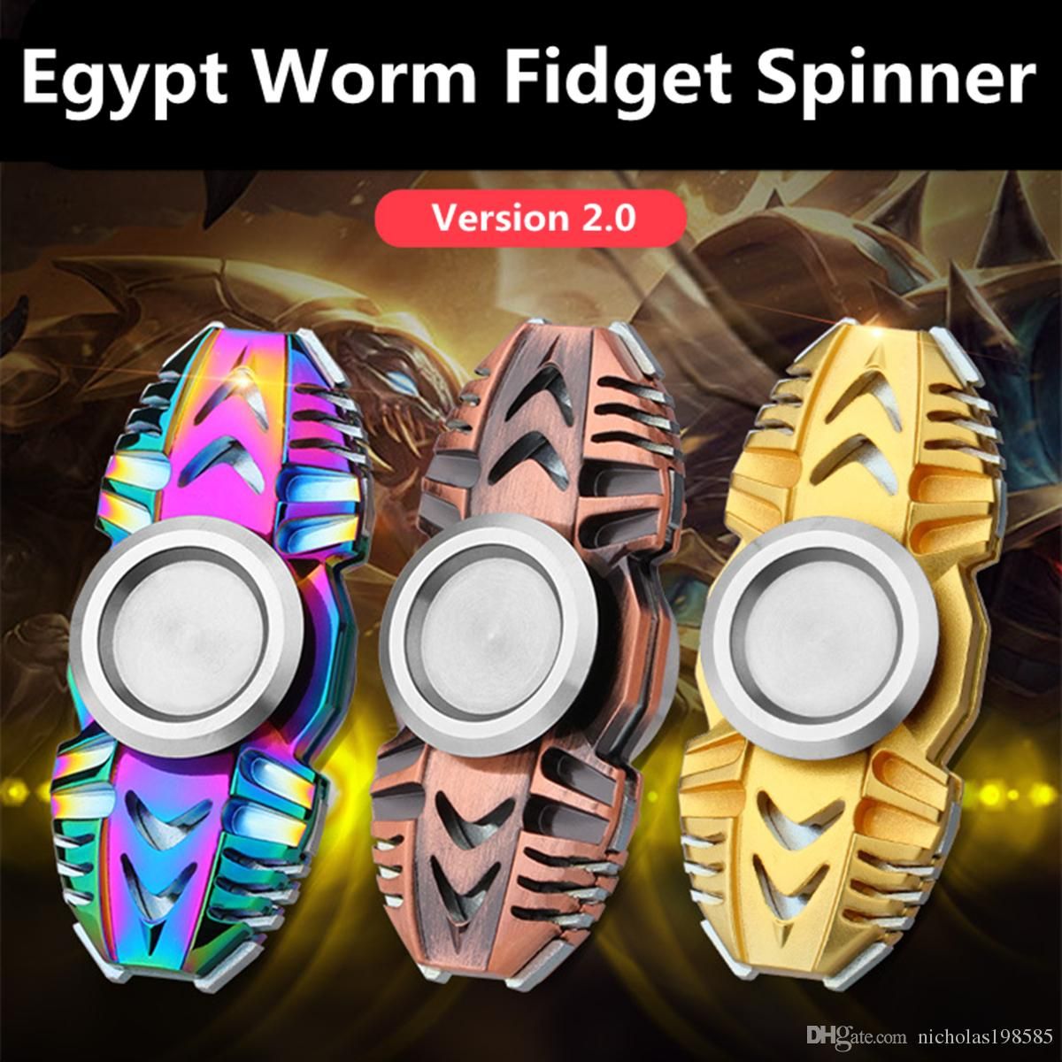 Version 2.0 Egyptian Worms Fidget Spinner Metal Rainbow EDC Torqbar
