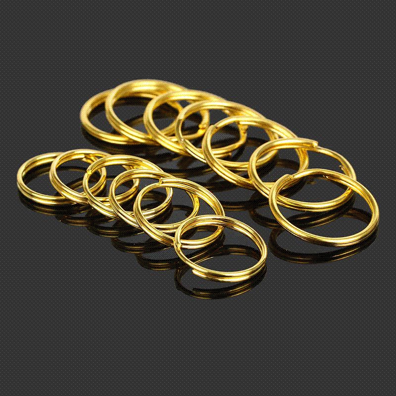 2018 20mm 25mm Keyring Split Ring Gold Plated Steel Wire Ring For Keychain Making Connectors ...