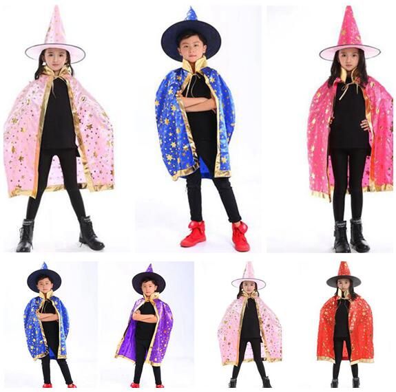 cape with hat children kids halloween costumes cosplay boy girl party pumpkin costumes clothing wizard witch chirstmas kids capes halloween decorations