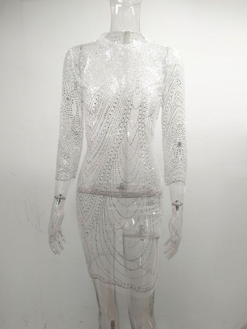 sheer mesh sequin dress
