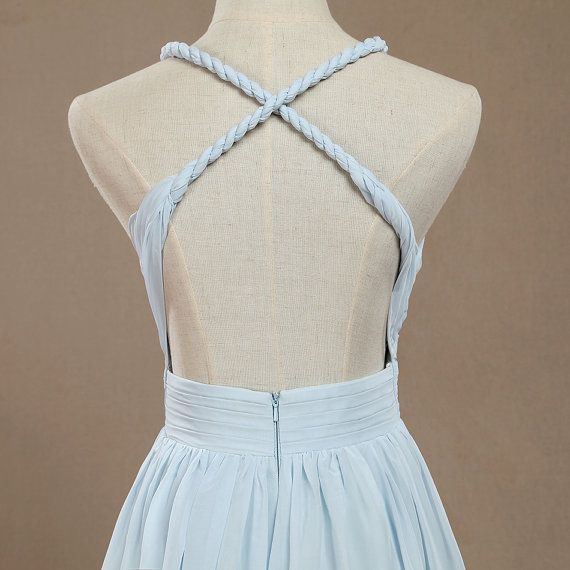 Charming String Straps Halter Evening Dresses Chiffon Formal Dress