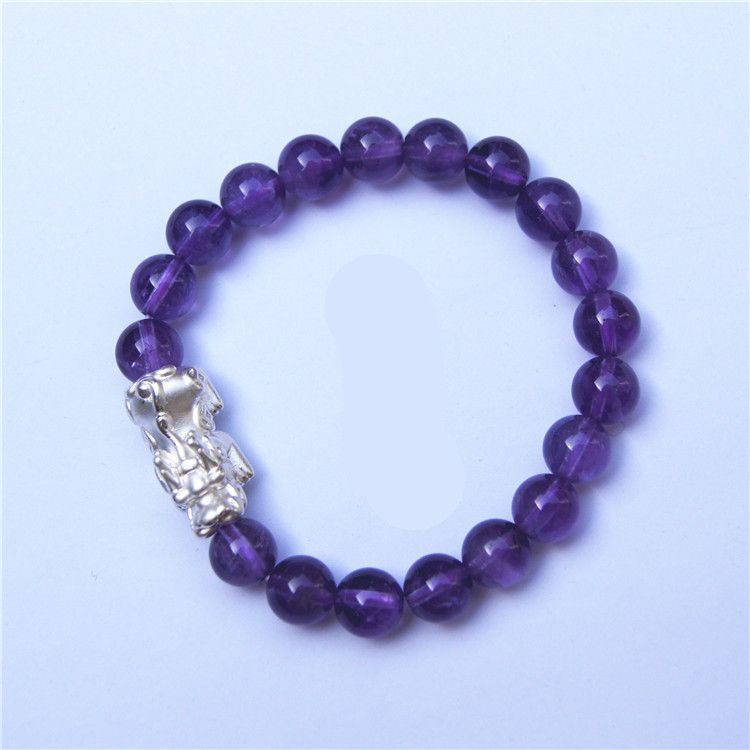 Hand chain, purple round crystal beads 19 + 925 pure silver of the vintage bracelet