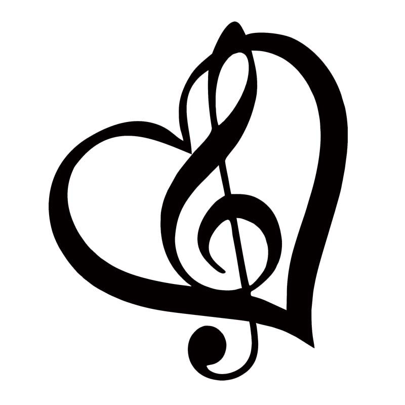 2019 treble clef heart vinyl decal sticker personality car styling trble clef