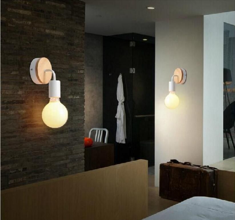 modern wood adjustable wall lamp bedroom bedside sconce lights