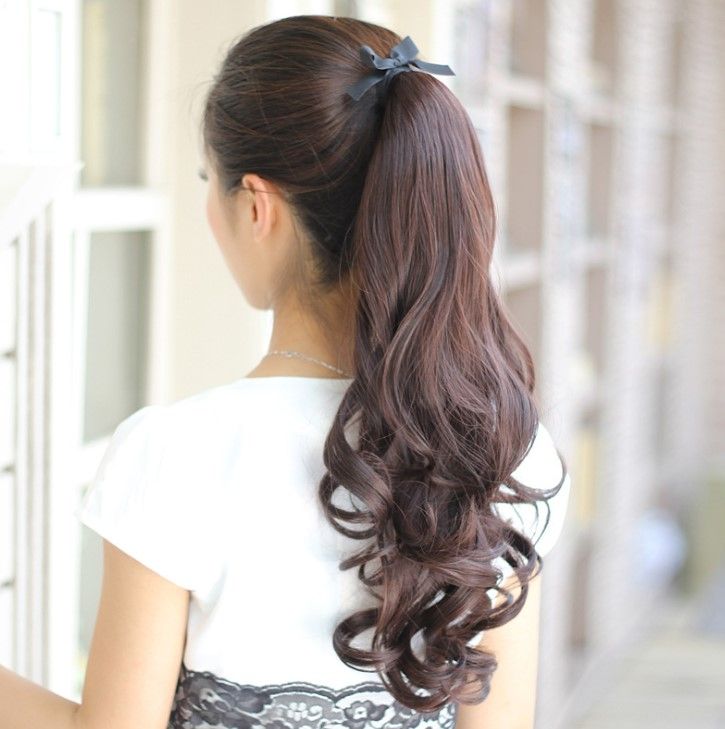 Clip In 22inch 80g Clip In On Synthetic Hair Extensions Ponyttails