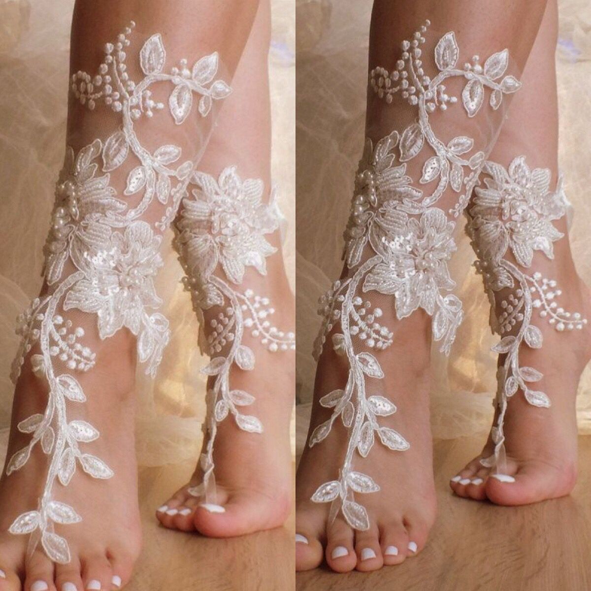 Absolutely Gorgeous Shoes For Beach Weddings Delicate Lace Applqiues