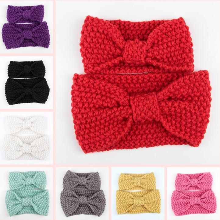 Hot Mommy And Baby Headband Set Winter Warm Crochet Knitted Headband Photo Prop Gift For Adult And Baby Free Ship
