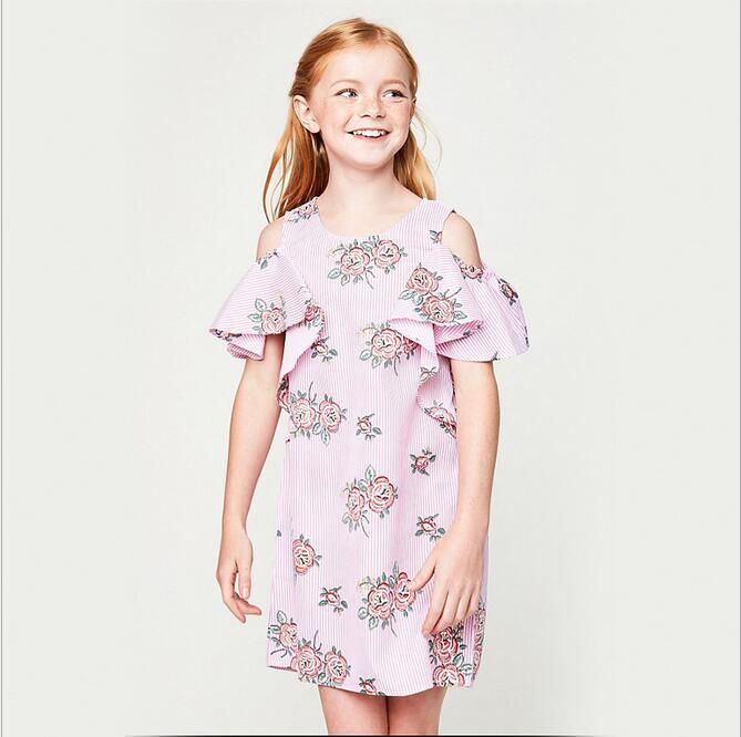 2018 2017 Junior Striped Dresses Big Kids Girls Printed Floral Dress Teenager Fashion Off Shoulder Babies Summer Clothing From Cnbestwholesle 2018 2017 Junior Striped Dresses Big Kids Girls Printed Floral Dress Teenager Fashion Off Shoulder Babies Summer Clothing From Cnbestwholesle