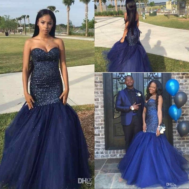 dark navy mermaid prom dresses 2017 stunning