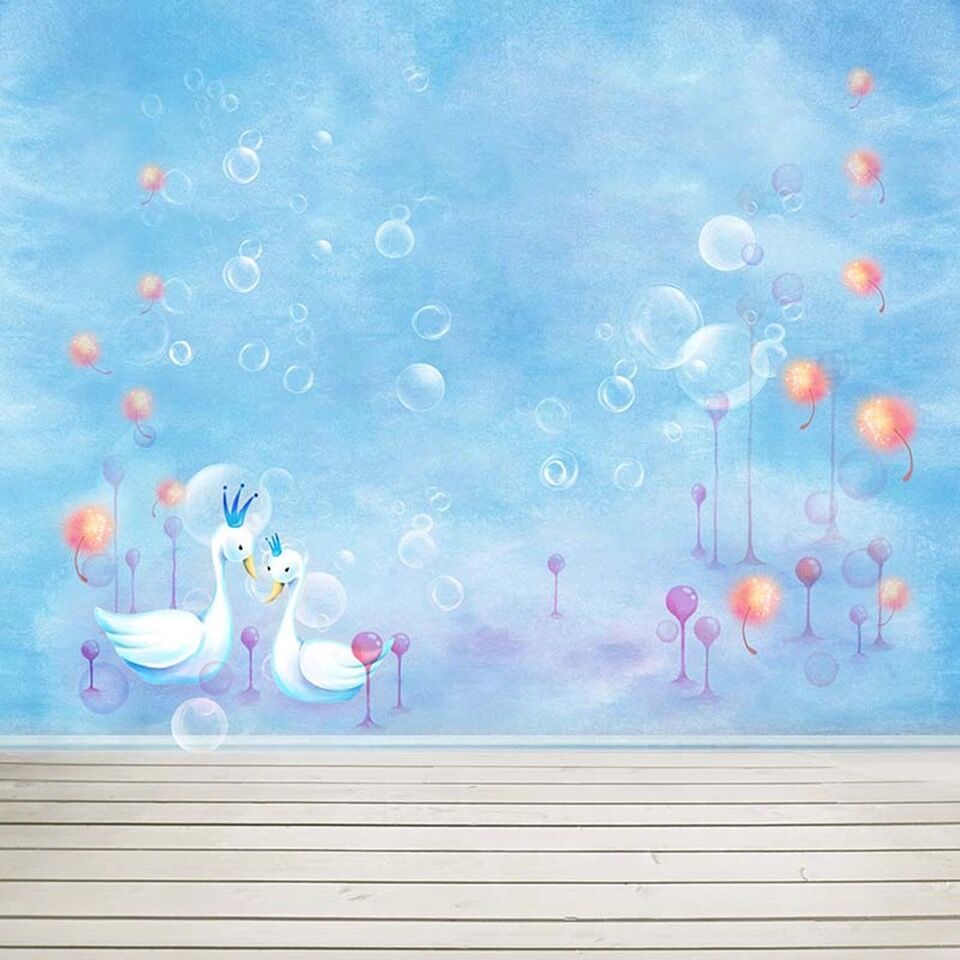 2019 baby newborn sky blue photo booth background bubbles swans