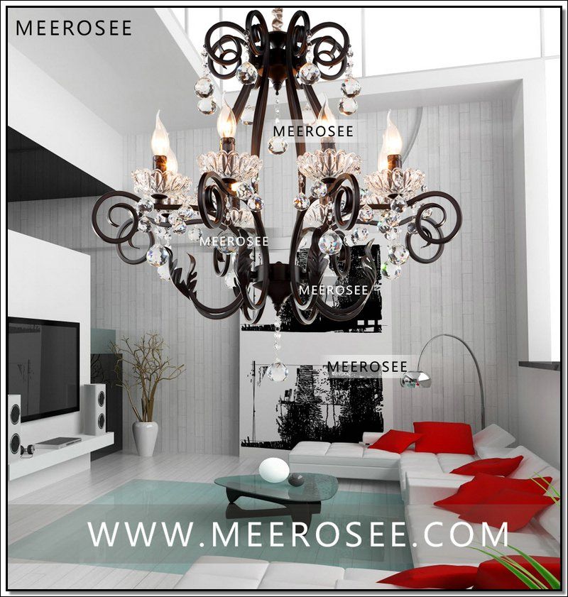 French Vintage Black Chandelier Clear Crystal Light Fixture French Vintage Black Chandelier Clear Crystal Light Fixture Re Hanging Lighting For Living Room Home Cafe Deco Wrought Iron