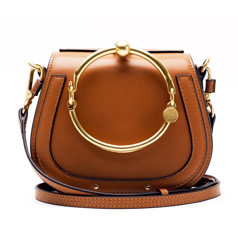 2017 New Fashion Metal Gilding Circle Ring Handle Nile Bag Women