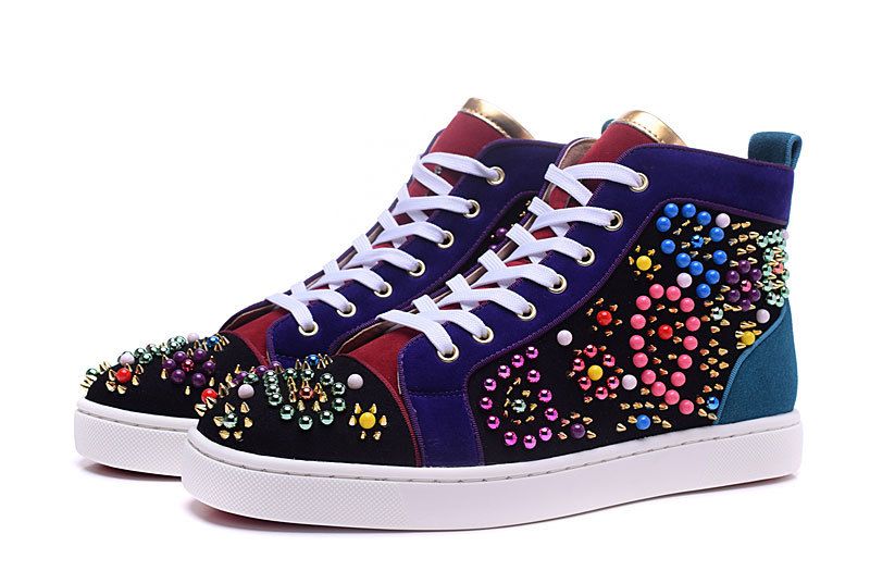 Cheap Red Bottom Sneakers For Men Women With Flower Beads Spikes ...
