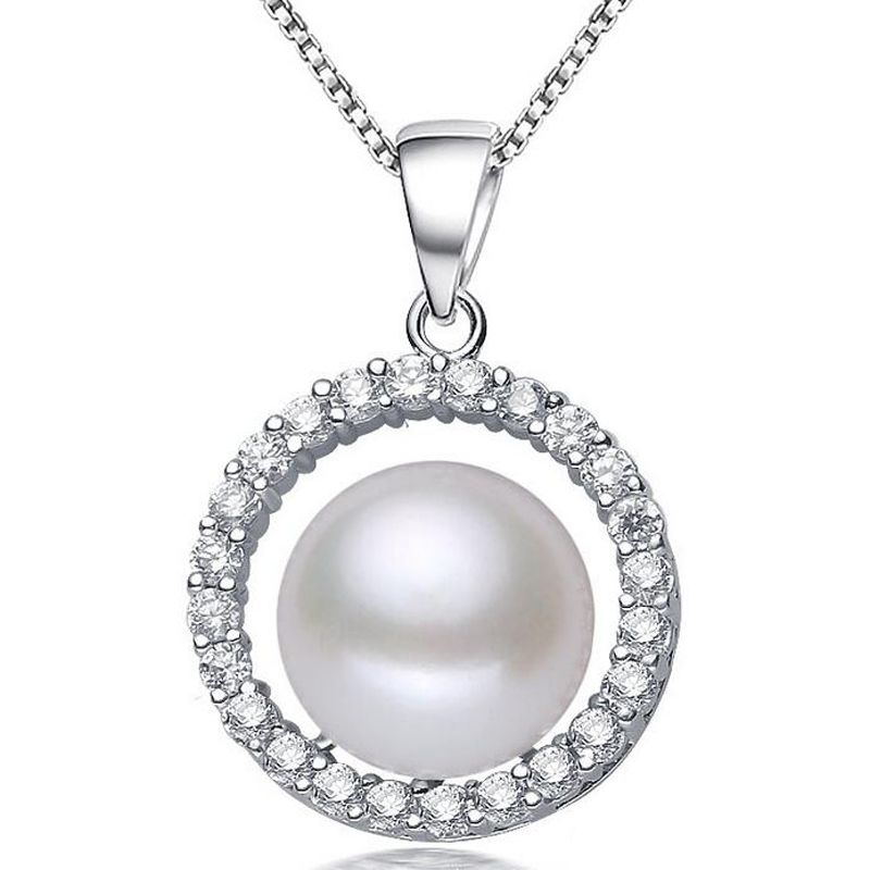 Whole Classic Round 9 10mm Natural Freshwater Pearl Pendant Pink Whole Classic Round 9 10mm Natural Freshwater Pearl Pendant Pink White Purple Color S925 Sterling Silver Fine Jewelry Women S Accessories Gold Necklaces