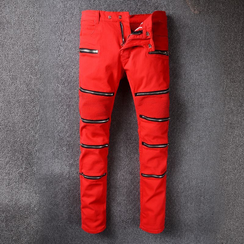 mens red stretch jeans