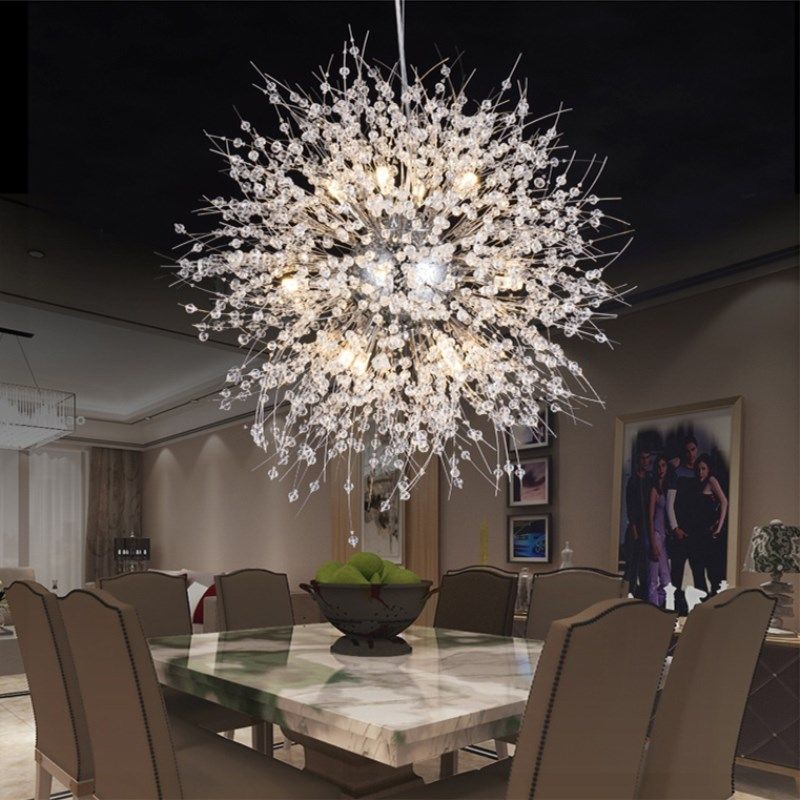Compre Lâmpada De Dente Moderna Leão Compre Lâmpada De Dente Moderna Leão Chandeliers Cristal Iluminação Pendente Bola Globo Para Sala Jantar Quarto