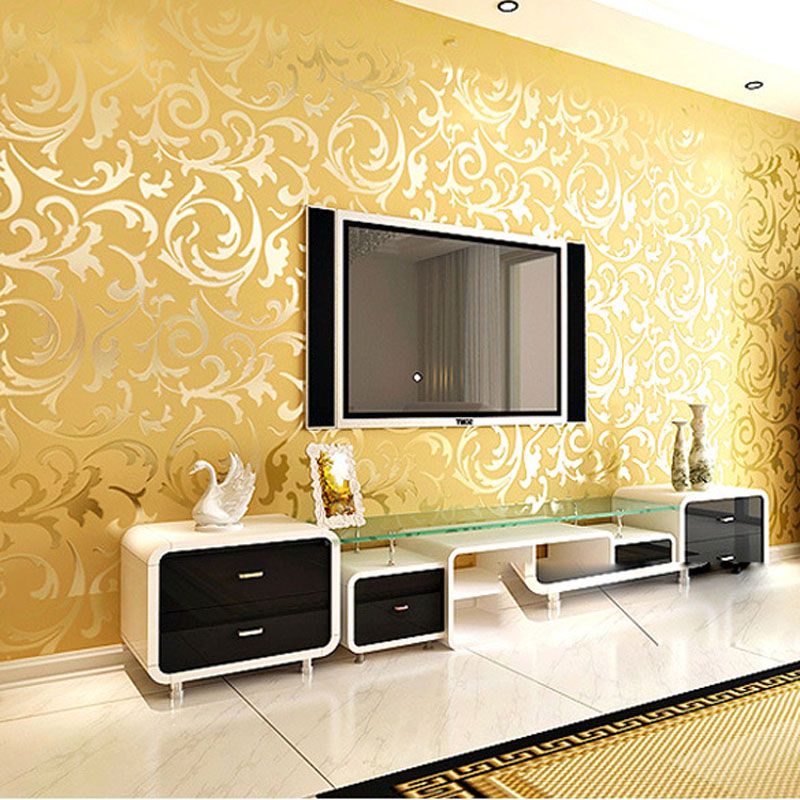Whole High End 10m Luxury Embossed Patten Textured Pvc Wallpaper Wall Paper Roll For Living Room Bedroom Tv Gold Silver
