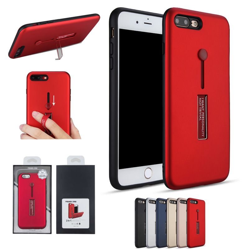custom phone case for iphone x 8 7 plus 2in1 rubber finger holder