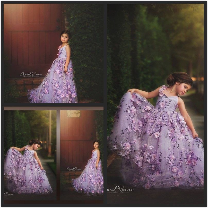 pink and purple flower girl dresses