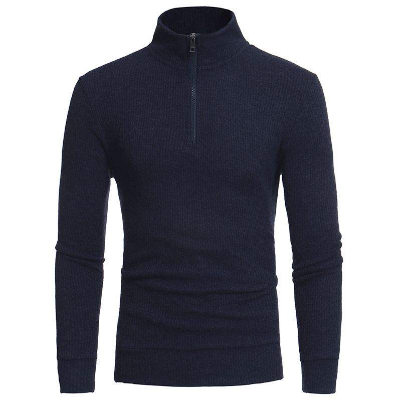 Cuello De Punto Suéter Con Cremallera Para Hombre Manga La Cuello De Punto Suéter Con Cremallera Para Hombre Manga La