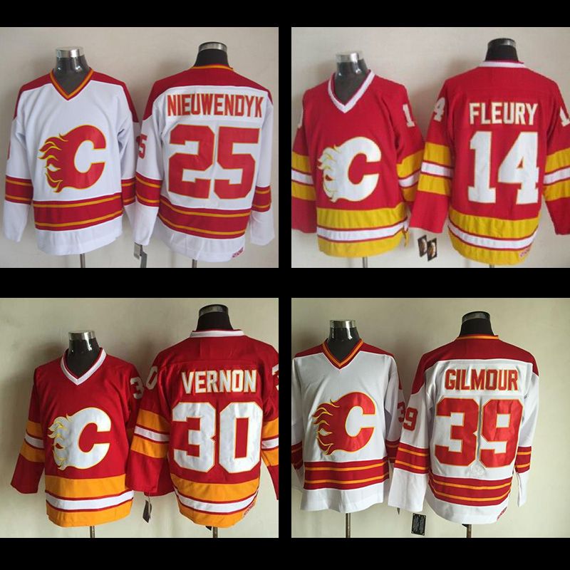 2019 Calgary Flames Jersey 14 Theoren Fleury 25 Joe Nieuwendyk 30 Mike