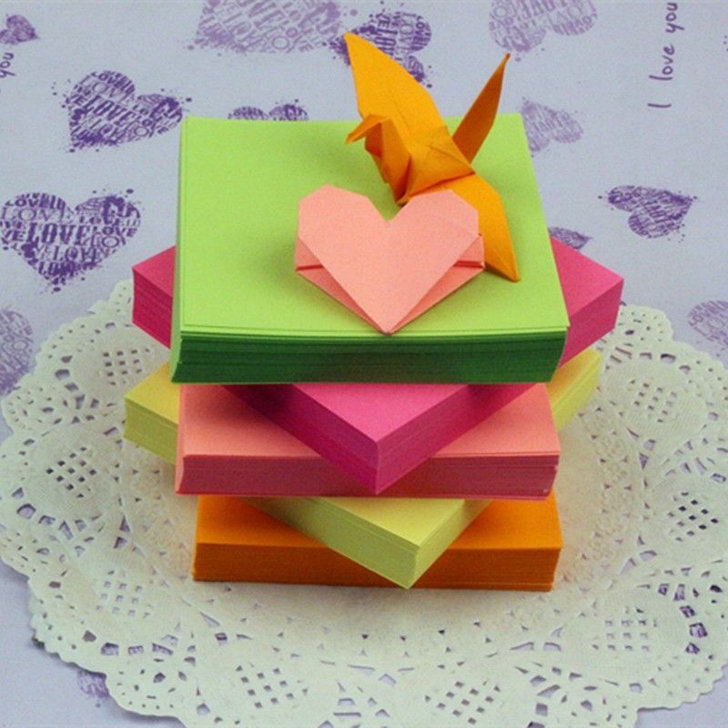 Free Shipping500 Sheetspackage5 Fluorescence Candy Colors Handcraft Origami Paper Cranes Diy Paper Decoration Friend Gifts