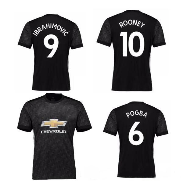 Top Thailand 2017 2018 Man United LS Soccer Jersey Away Black Third IBRAHIMOVIC 17 18 MEMPHIS Rooney Pogba Football Shirt Man United Soccer Jersey Man ...
