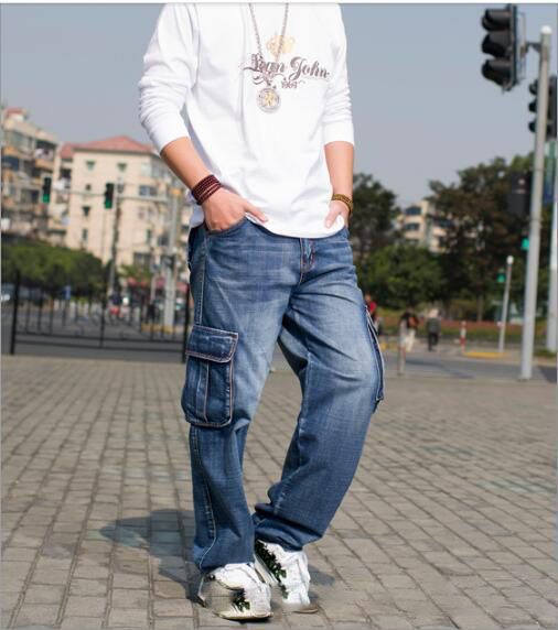 Acquistare Big Size Mens Denim Cargo Pants Jeans Uomo Di Hip Hop Allentati Jeans  Larghi Con Tasche Laterali Jeans Più Di Formato Economico | Consegna Veloce  E Qualità | DHgate Italy