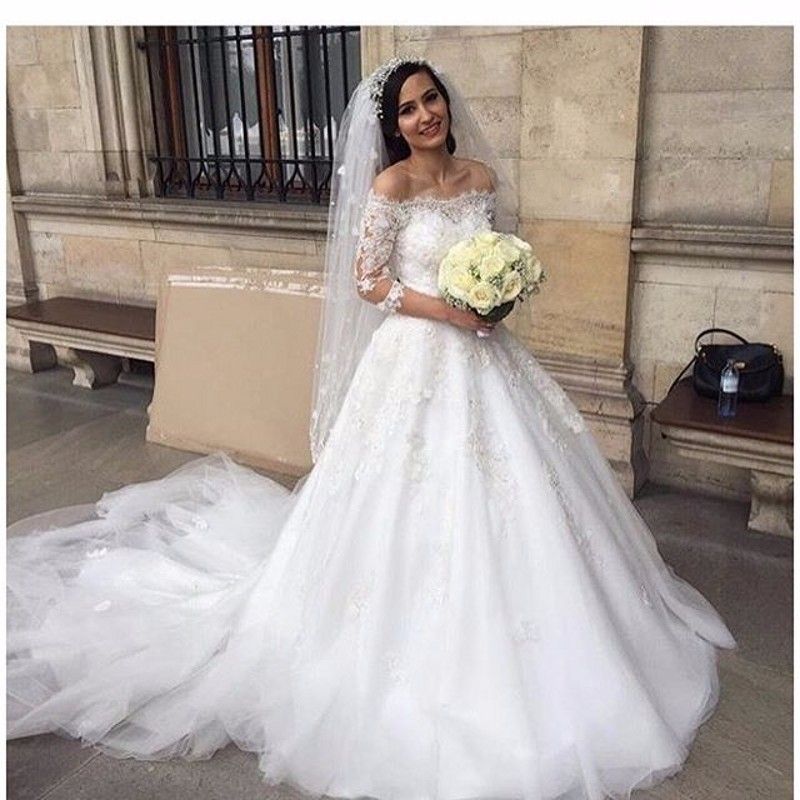 discount vestidos de novia 2018 spring new off shoulder a line