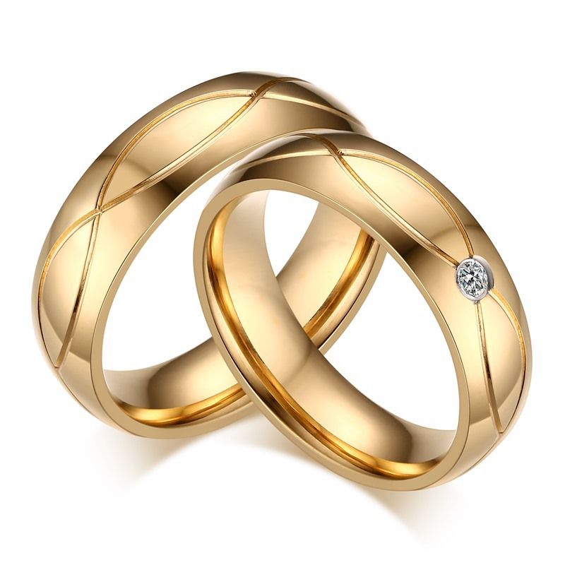  2019  New Wedding  Bands  Couple  Rings  For Women Men Gold  